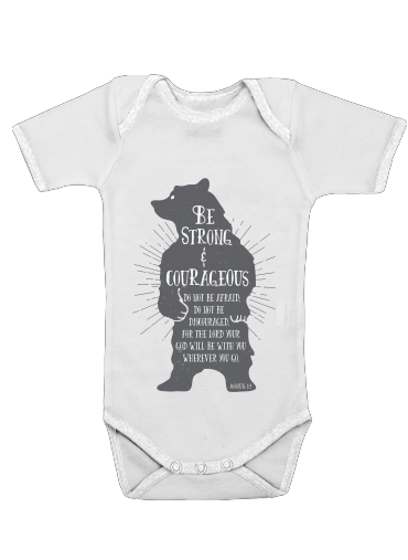  Be Strong and courageous Joshua 1v9 Bear voor Baby short sleeve onesies