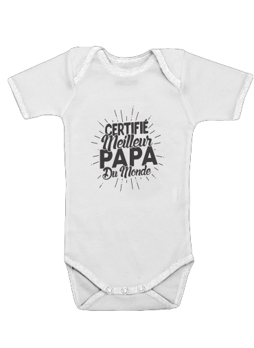  Certifie meilleur papa du monde voor Baby short sleeve onesies