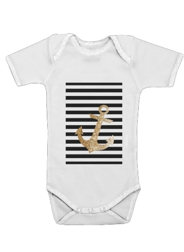  gold glitter anchor in black voor Baby short sleeve onesies