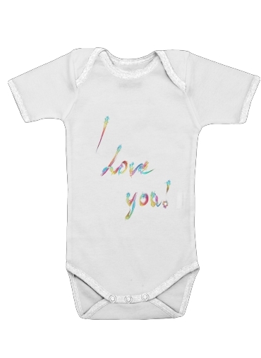  I love you - Rainbow Text voor Baby short sleeve onesies