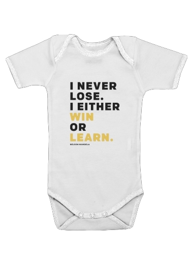  i never lose either i win or i learn Nelson Mandela voor Baby short sleeve onesies