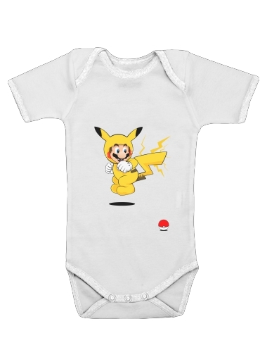  Mario mashup Pikachu Impact-hoo! voor Baby short sleeve onesies