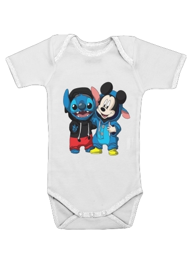  Stitch x The mouse voor Baby short sleeve onesies
