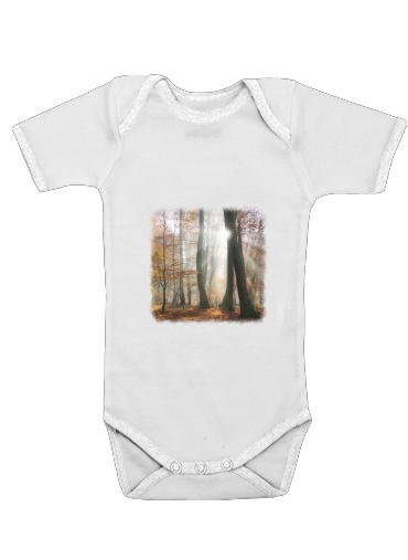  Sun rays in a mystic misty forest voor Baby short sleeve onesies