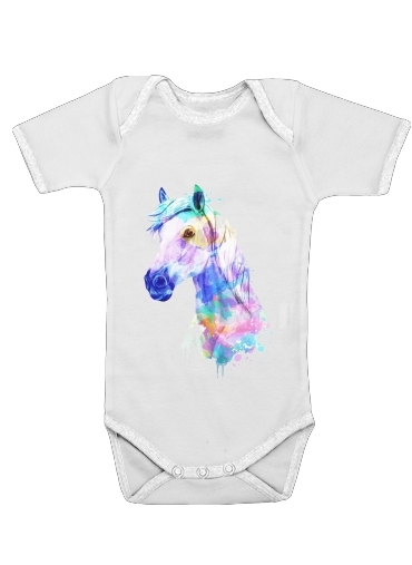  watercolor horse voor Baby short sleeve onesies