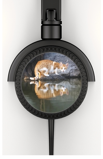  Cat Reflection in Pond Water voor hoofdtelefoon
