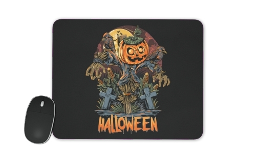  Halloween Pumpkin Crow Graveyard voor Mousepad