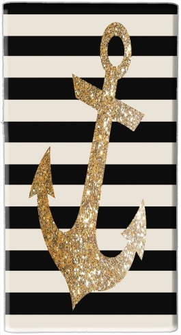  gold glitter anchor in black voor draagbare externe back-up batterij 5000 mah Micro USB