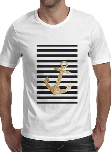  gold glitter anchor in black voor Mannen T-Shirt