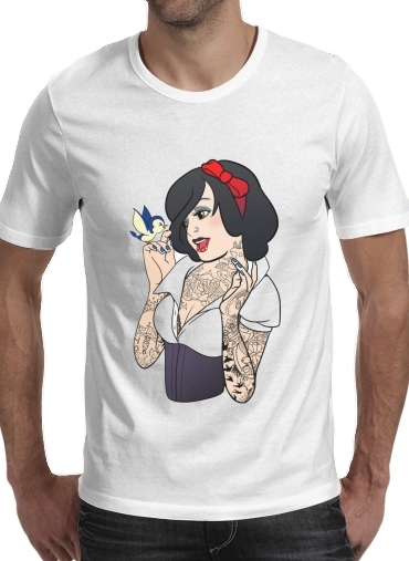  Snow White Tattoo Bird voor Mannen T-Shirt