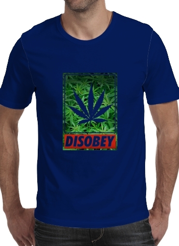 blauw- Weed Cannabis Disobey voor Mannen T-Shirt