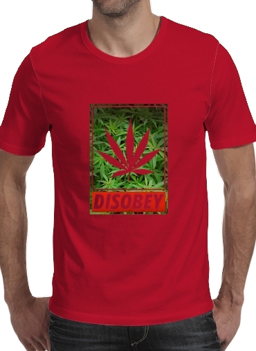 rood- Weed Cannabis Disobey voor Mannen T-Shirt