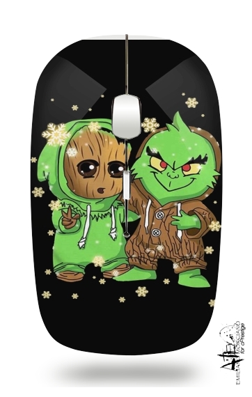  Baby Groot and Grinch Christmas voor Draadloze optische muis met USB-ontvanger