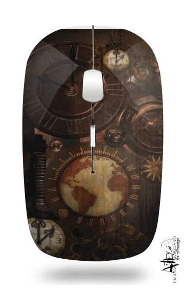  Brown steampunk clocks and gears voor Draadloze optische muis met USB-ontvanger