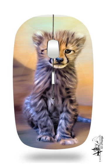  Cute cheetah cub voor Draadloze optische muis met USB-ontvanger
