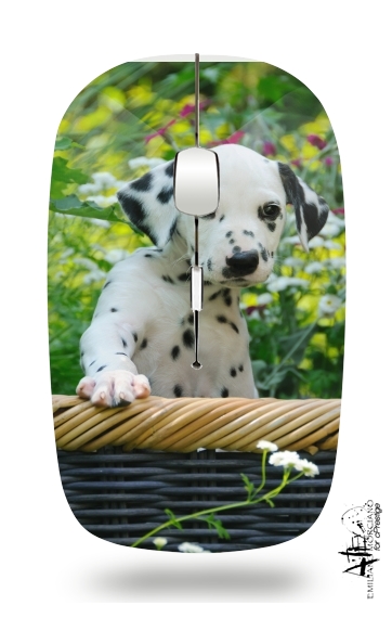  Cute Dalmatian puppy in a basket  voor Draadloze optische muis met USB-ontvanger