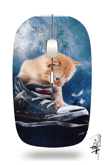  Cute kitten plays in sneakers voor Draadloze optische muis met USB-ontvanger