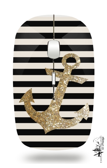  gold glitter anchor in black voor Draadloze optische muis met USB-ontvanger
