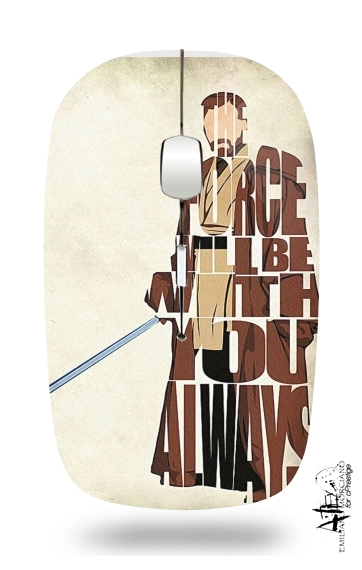  Obi Wan Kenobi Tipography Art voor Draadloze optische muis met USB-ontvanger