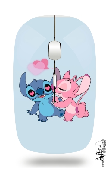  Stitch Angel Love Heart pink voor Draadloze optische muis met USB-ontvanger