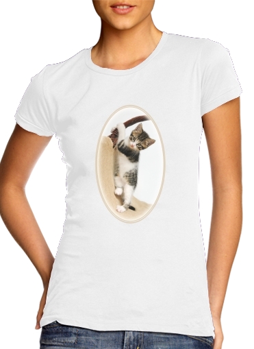  Baby cat, cute kitten climbing voor Vrouwen T-shirt