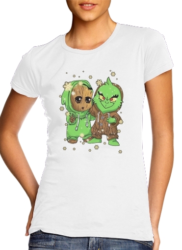  Baby Groot and Grinch Christmas voor Vrouwen T-shirt