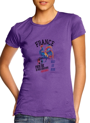 purple- France Football Coq Sportif Fier de nos couleurs Allez les bleus voor Vrouwen T-shirt