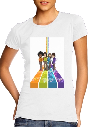  Music Legends: Lennon, Jagger, Dylan & Hendrix voor Vrouwen T-shirt