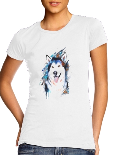   siberian husky watercolor voor Vrouwen T-shirt