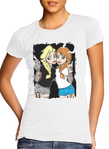  Sisters Selfie Tatoo Punk Elsa Anna voor Vrouwen T-shirt