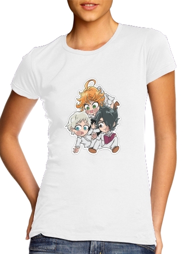  The Promised Neverland Emma Ray Norman Chibi voor Vrouwen T-shirt