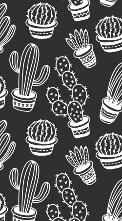 hoesje Cactus Pattern Black Vector