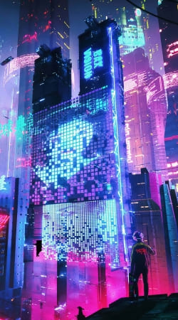 hoesje Cyberpunk city night art