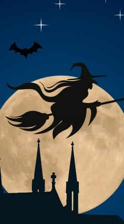 hoesje Halloween Moon Background Witch