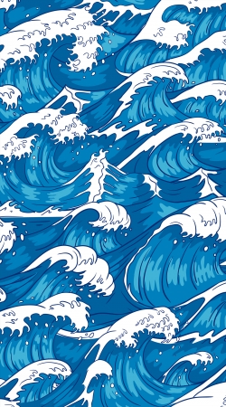 hoesje Storm waves seamless pattern ocean