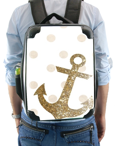  Glitter Anchor and dots in gold voor Rugzak