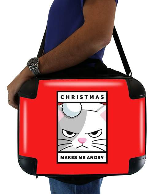  Christmas makes me Angry cat voor Laptoptas