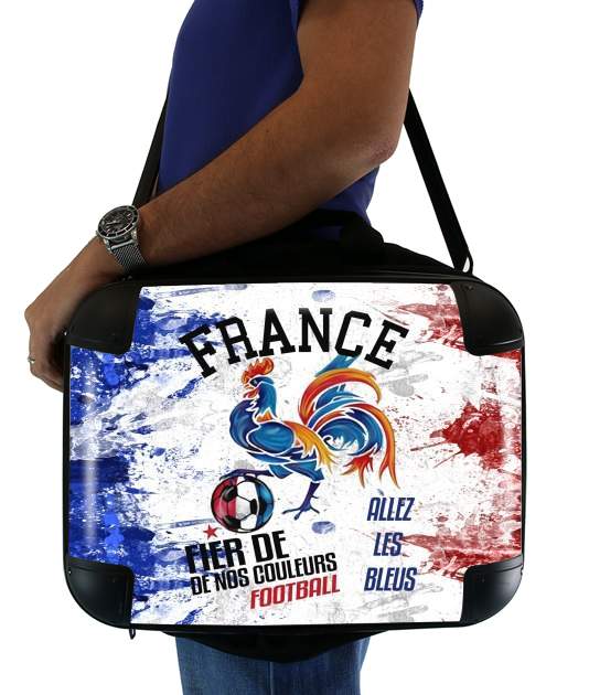  France Football Coq Sportif Fier de nos couleurs Allez les bleus voor Laptoptas