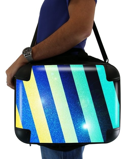  Striped Colorful Glitter voor Laptoptas
