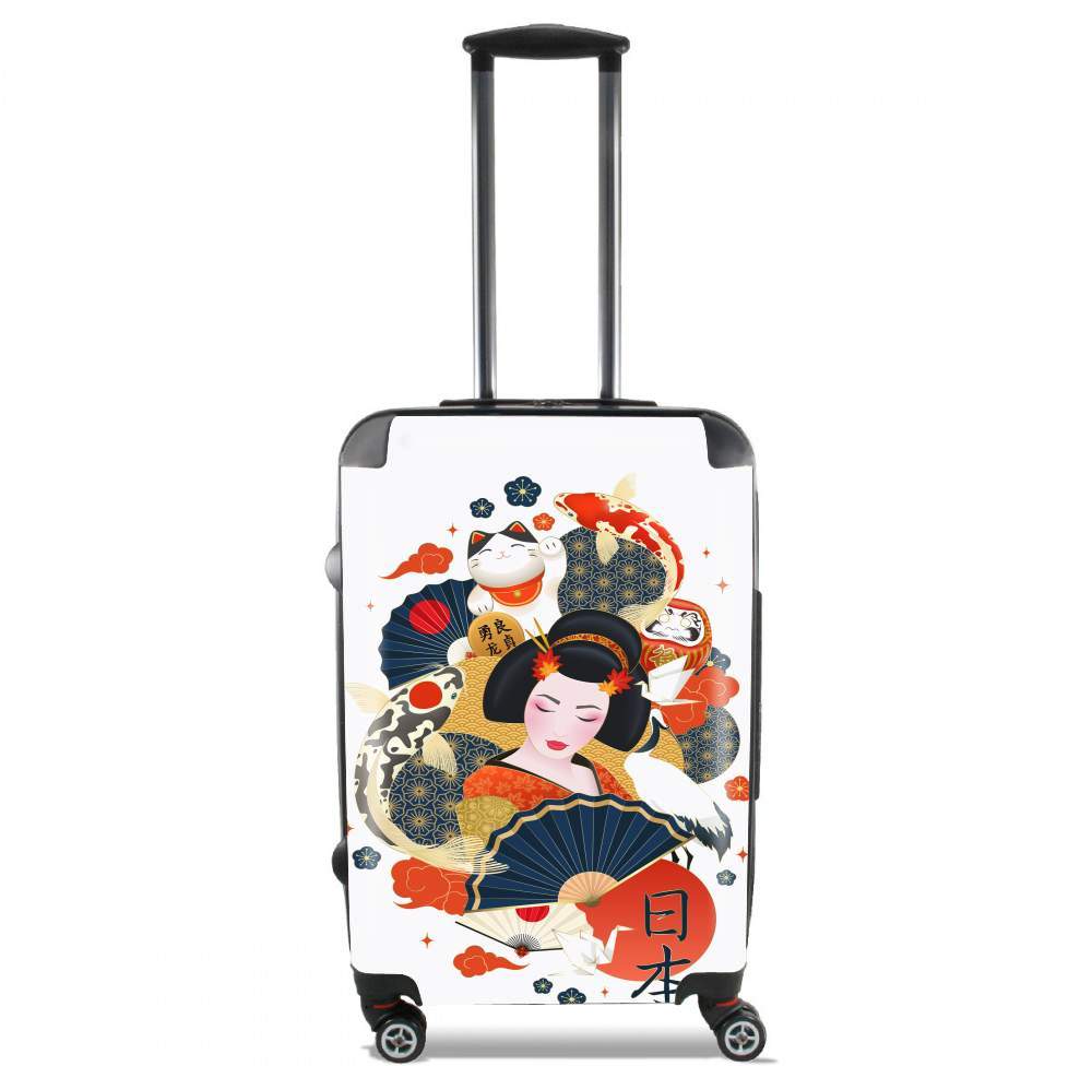 Japanese geisha surrounded with colorful carps voor Handbagage koffers