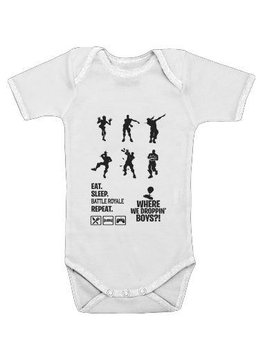  Battle Royal FN Eat Sleap Repeat Dance voor Baby short sleeve onesies