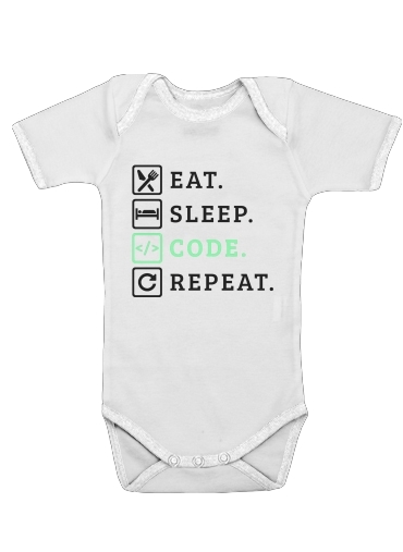  Eat Sleep Code Repeat voor Baby short sleeve onesies