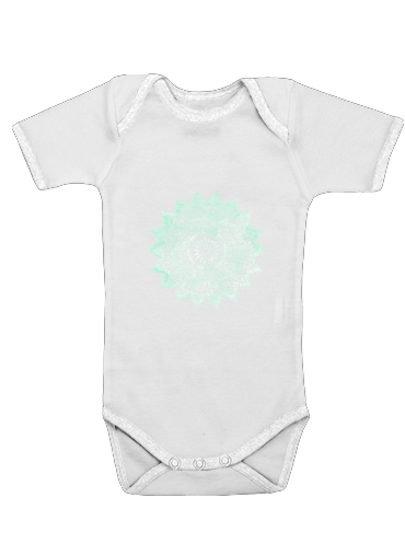  Mint Bohemian Flower Mandala voor Baby short sleeve onesies