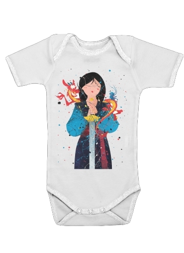  Mulan Princess Watercolor Decor voor Baby short sleeve onesies