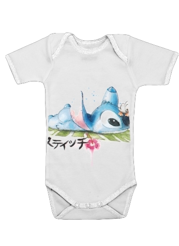  Stitch watercolor voor Baby short sleeve onesies