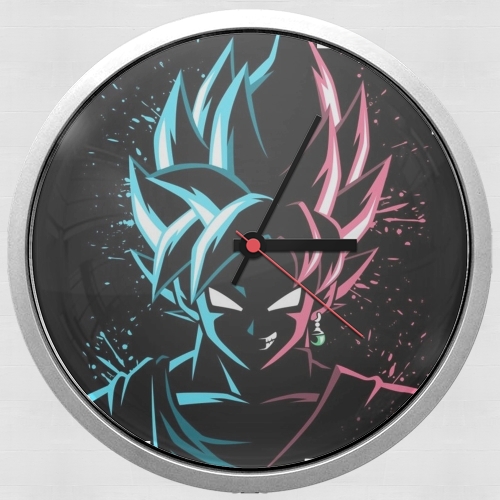  Black Goku Face Art Blue and pink hair voor Wandklok