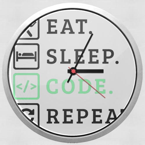  Eat Sleep Code Repeat voor Wandklok