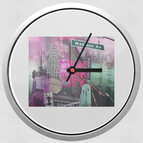 New York City II [pink] voor Wandklok