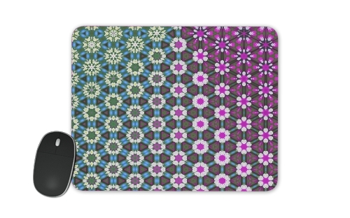  Abstract bright floral geometric pattern teal pink white voor Mousepad