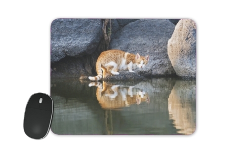  Cat Reflection in Pond Water voor Mousepad